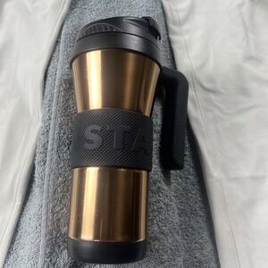 Starbucks 2016 Gold Extreme Stainless Steel Rubber Grip Tumbler w/Handle Lid